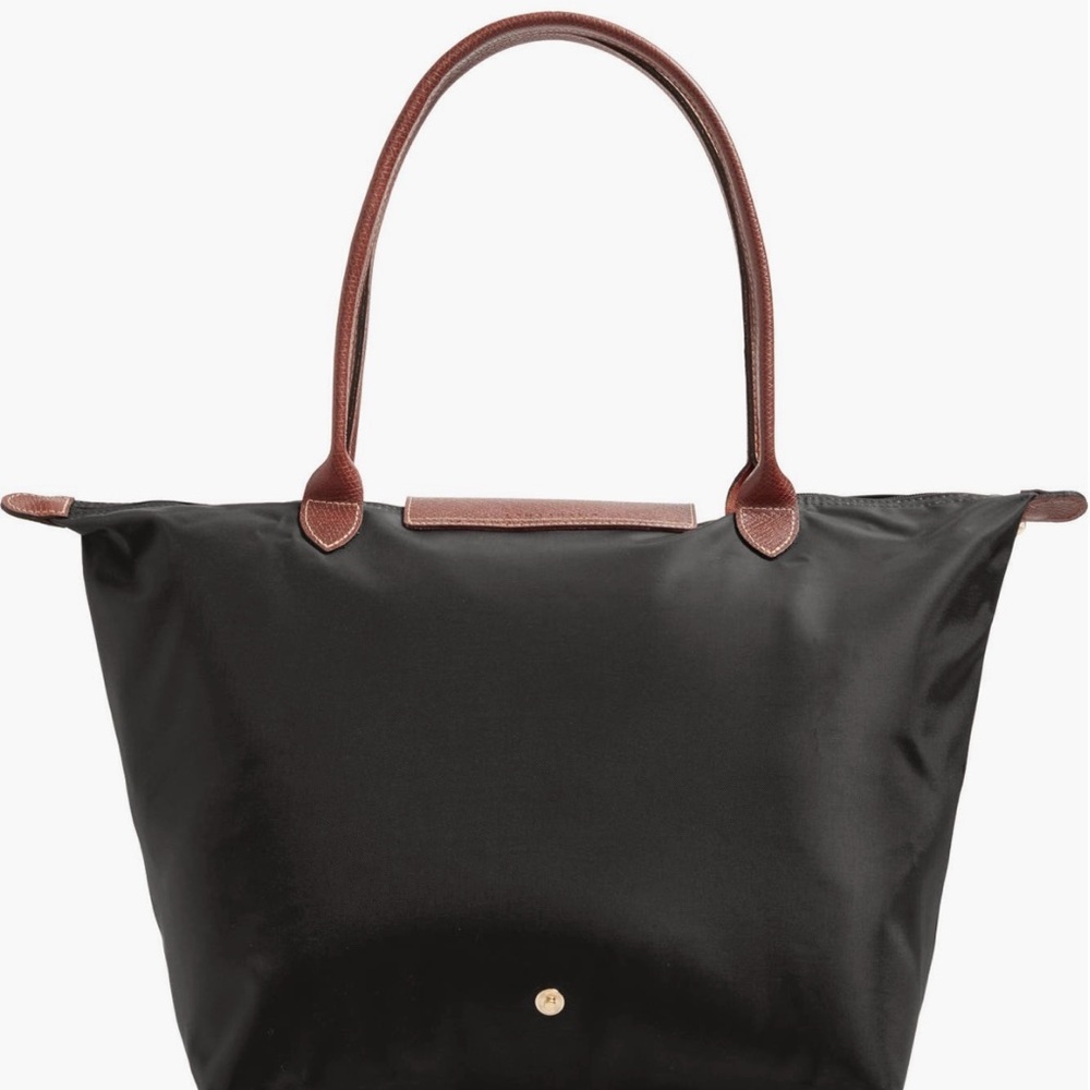 Longchamp Black Tote with Brown Trim and Handles - Picture 2 of 2